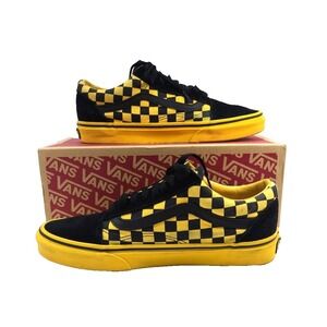 Vans Mens Old Skool 721356 Black Yellow Checker Sneaker Shoes Size M 7.5 W 9